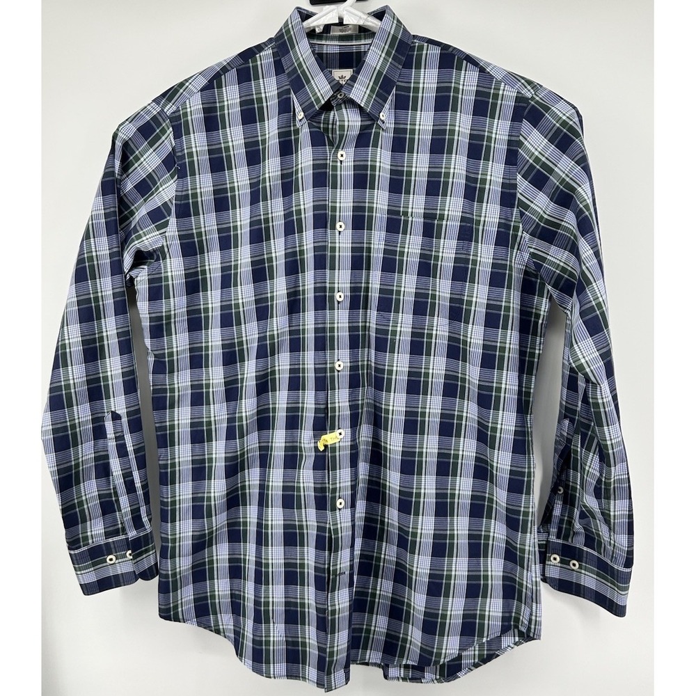 Peter Millar Cotton Long Sleeve Button Down Men's Size Large Blue Green